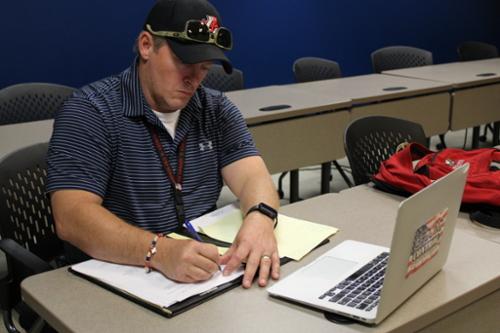 Student studying on campus